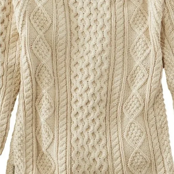 LL Bean Signature Cotton mauve Fisherman Tunic Sweater - Picture 2 of 8